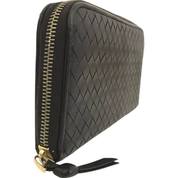 BOTTEGA VENETA Authentic Leather Long Wallet Intrecciato  376181AX (G2) Bottega Veneta Wallet Long Black Lambskin